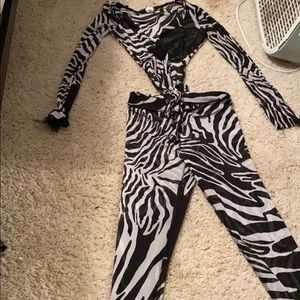 Zebra two piece see through set